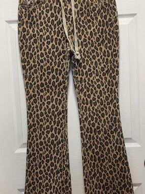 YMI Leopard Print Flared Pants - Brown Black